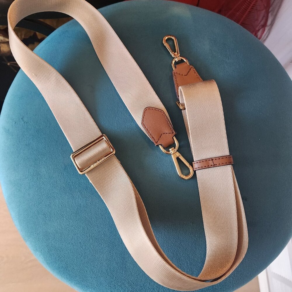 MICHAEL KORS ~ TAN WOVEN Nylon & Leather BAG Replacement Strap ~ Gold Hardware